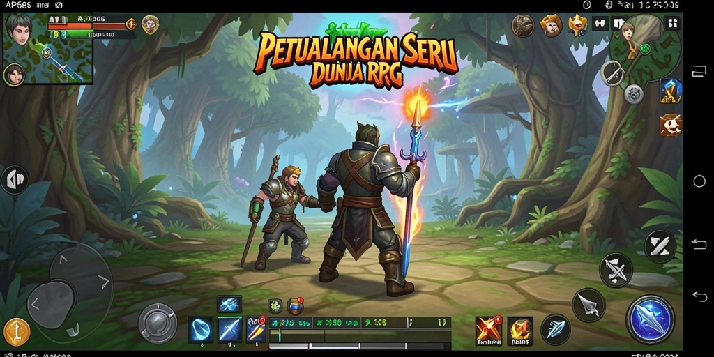 Screenshot gameplay RPG AP686 yang menampilkan pertarungan epik.