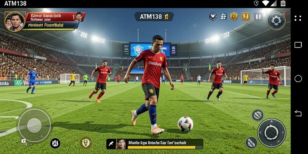 Gameplay seru dari ATM138 dengan aksi sepak bola yang mendebarkan.
