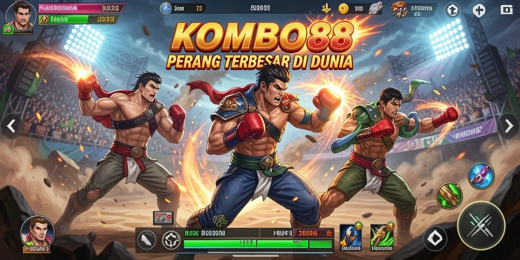 Tampilan seru pertarungan di KOMBO88 dengan karakter menarik.