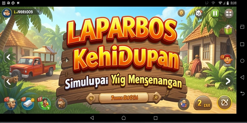 Tangkapan layar utama gameplay LAPARBOS menampilkan simulasi kehidupan yang aktif dan interaktif.
