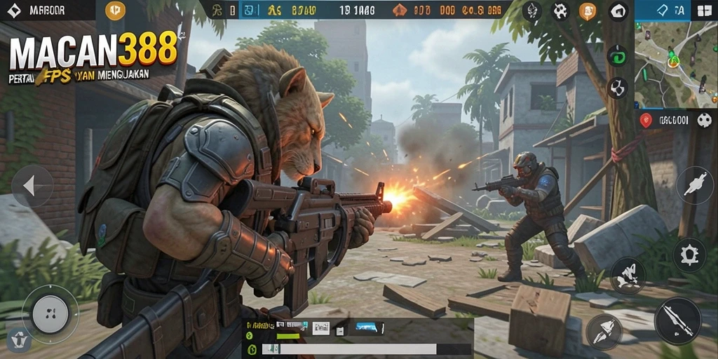 Screenshot menampilkan pertempuran sengit dalam game FPS.