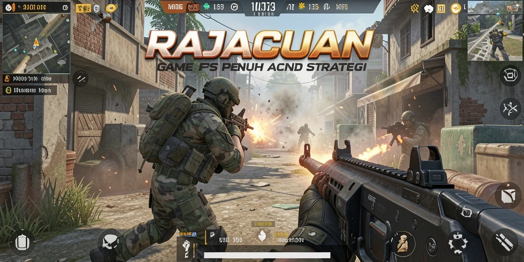 Screenshot gameplay RAJACUAN menampilkan aksi tembak-menembak yang seru.