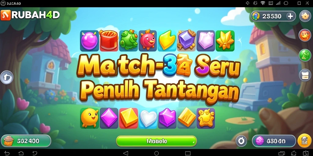 Tampilan gameplay RUBAH4D dengan banyak objek yang cerah dan menantang.