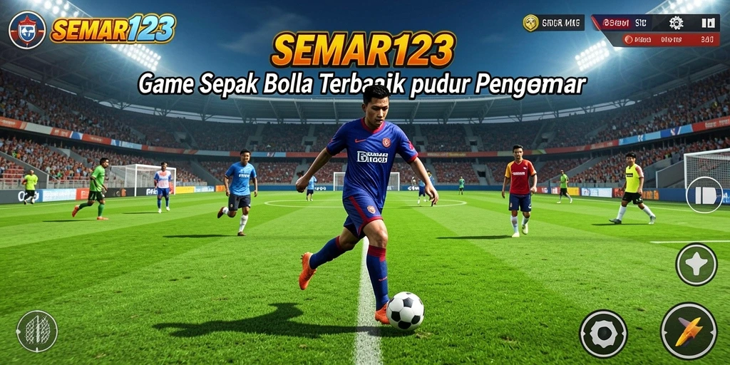 Tampilan utama SEMAR123 dengan aksi seru di lapangan sepak bola.