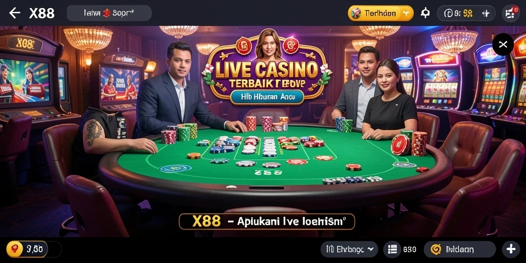 Tampilan gameplay Live Casino yang menarik dari aplikasi X88.